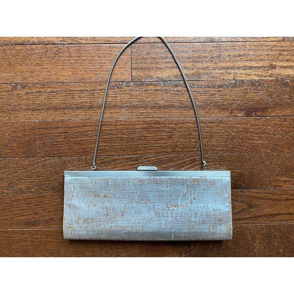 Banana Republic Silver Cork Look Clutch Purse Chain Strap